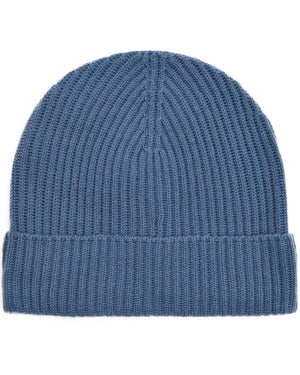 Blue Cashmere Ribbed Hat