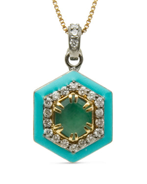 Blue Enamel Jewel Box Pendant Necklace