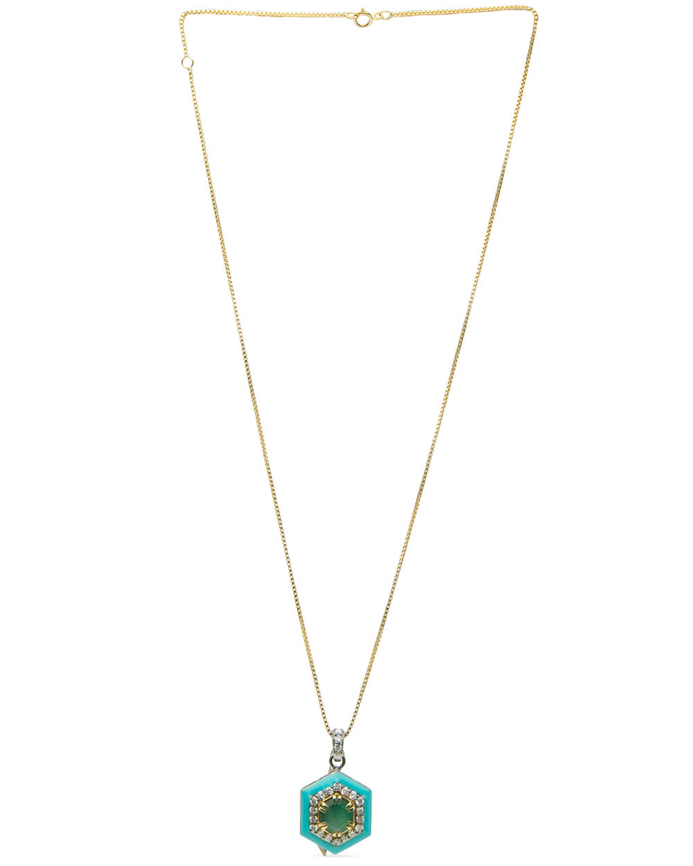 Blue Enamel Jewel Box Pendant Necklace