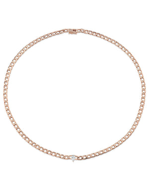 Rose Gold Chain Necklace with Pear Diamond