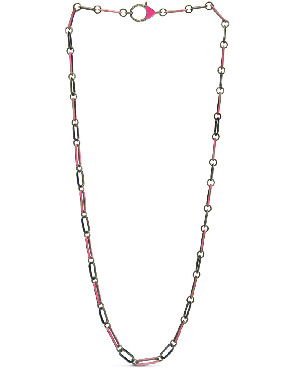 Pink and Navy Enamel Necklace