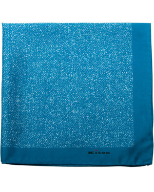 Blue Printed Silk Pocket Square