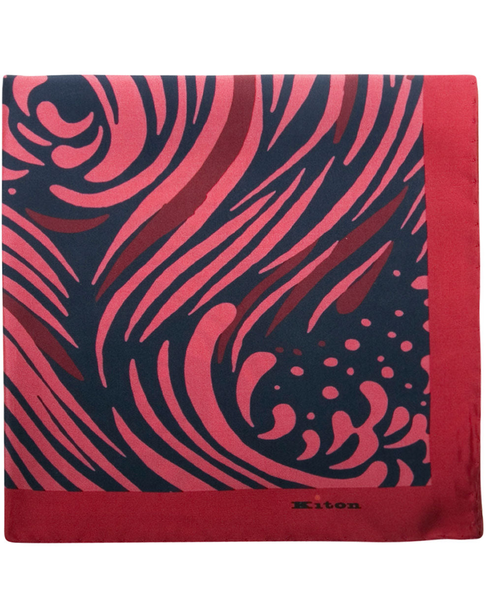 Red and Navy Abstract Silk Pocket Square