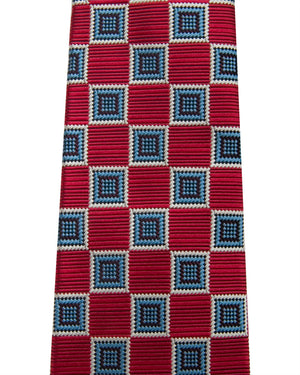 Red and Sky Blue Geometric Tie