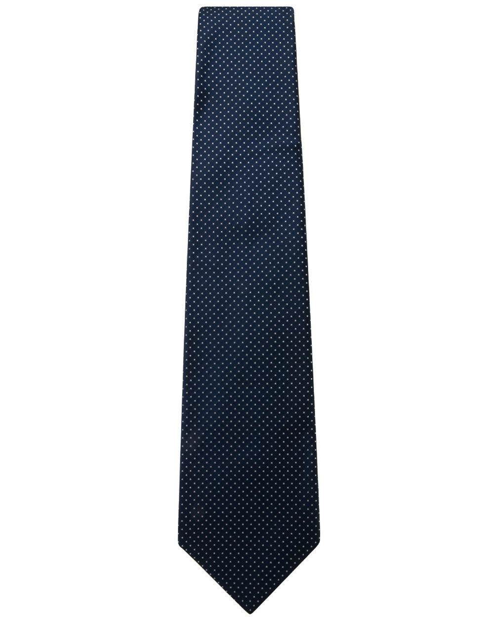 Navy Blue and Silver Polka Dot Tie