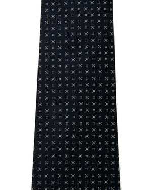Navy Blue and Silver Print Tie