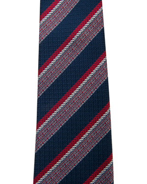 Navy Blue and Red Stripe Tie