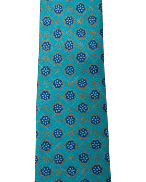 Aqua and Navy Blue Floral Tie