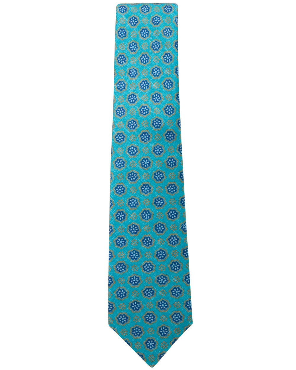 Aqua and Navy Blue Floral Tie