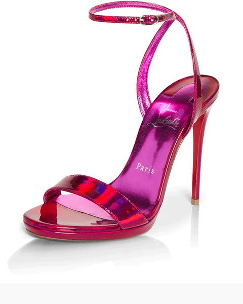Christian Louboutin Patent Leather Allensissima Slingback Sandals - Si –  LuxeDH
