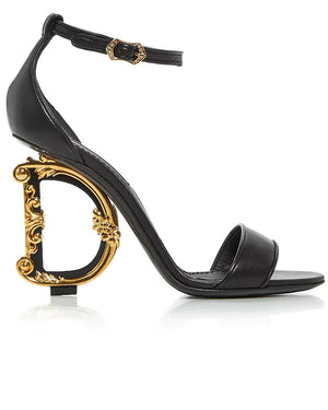 Nappa Leather Sandals with Baroque DG Detail in Black