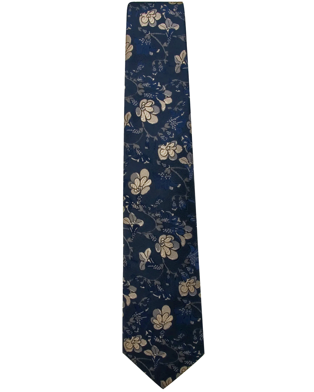 Navy and Butter Yellow Floral Tie