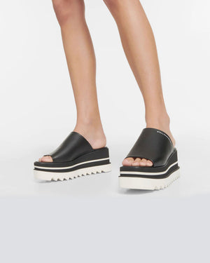 Sneak-Elyse Platform Slide Sandal in Black