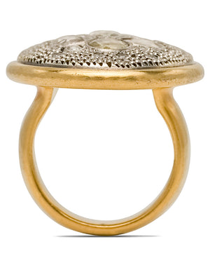 Yellow Gold Rose Cut Diamond Shield Ring