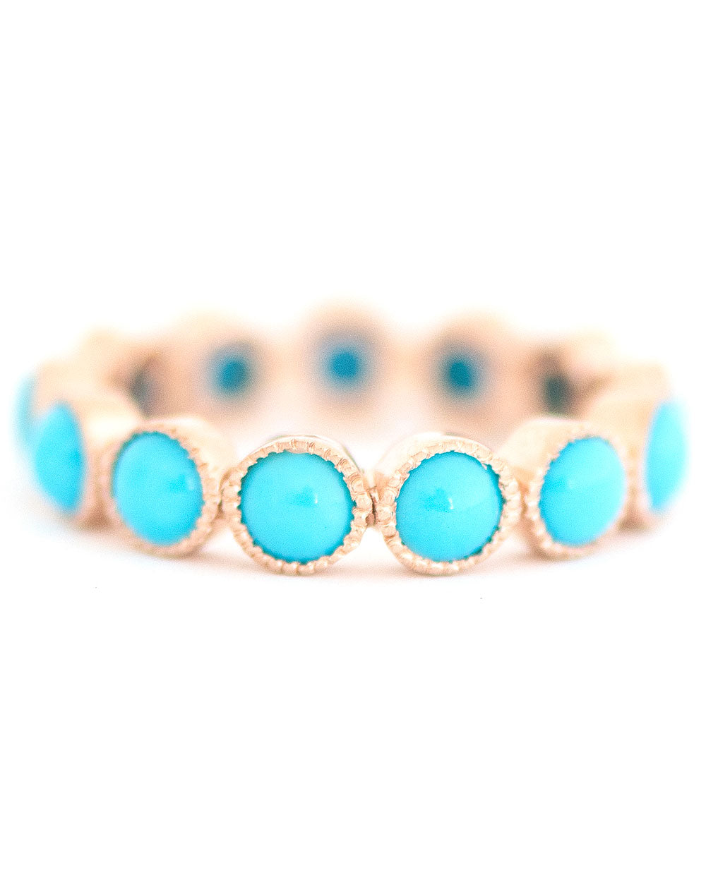 14k Rose Gold Turquoise Band Ring