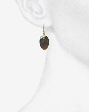 Gold and Black Mother of Pearl Small Chip Earrings