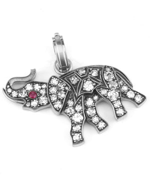 18k White Gold Diamond and Ruby Elephant Pendant