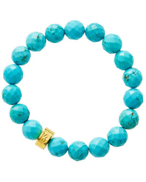 22k Gold and Turquoise Stretch Bracelet