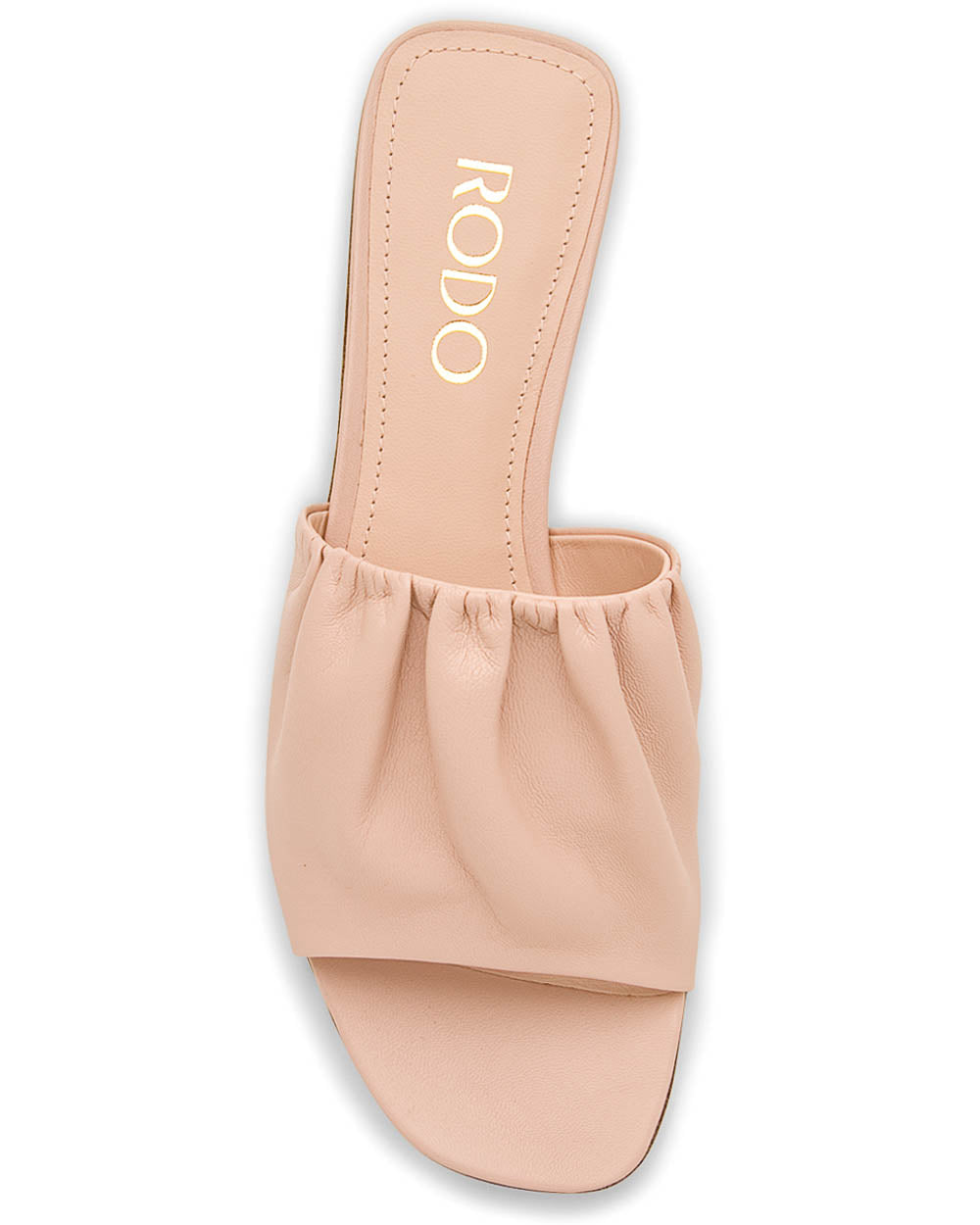 Ruched Flat Sandal in Blush