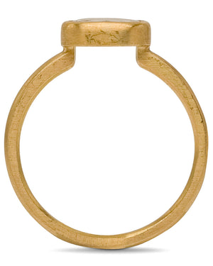 Yellow Gold Rose Cut Round White Sapphire Ring