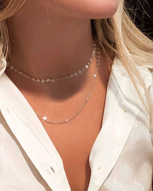 Platinum Ethereal Diamond Chain Long Necklace