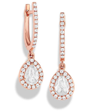 Rose Gold Pear Shape Diamond Drop Earrings
