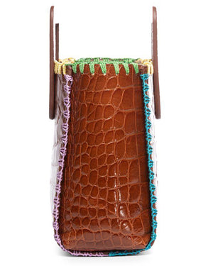 Croc Embossed Mini Shirley Crochet Edge Bag