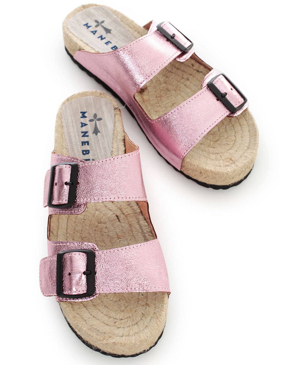 Metallic Leather Nordic Sandal in Rose