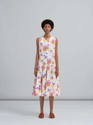 Allover Floral Print A-line Midi Dress