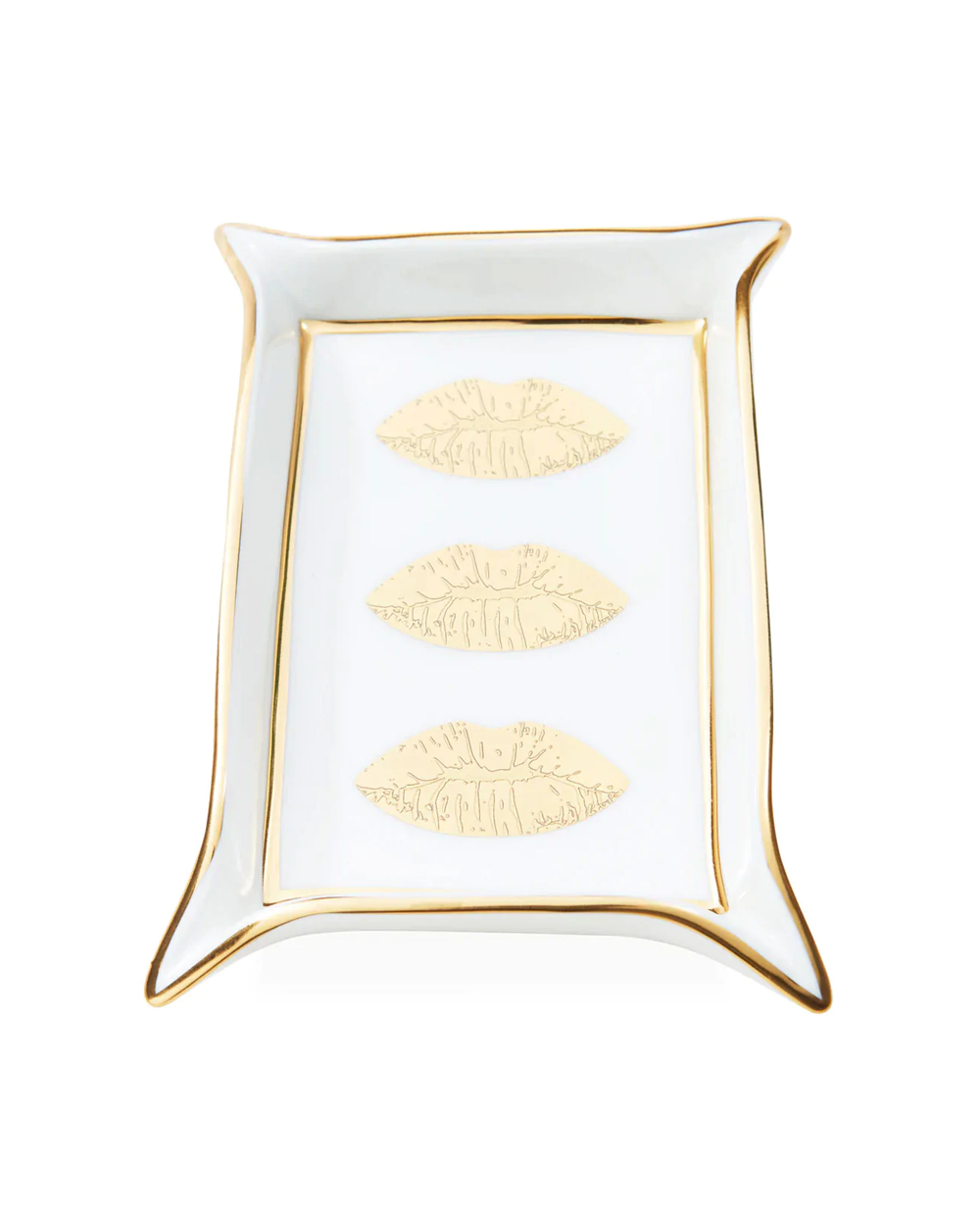 Lips Valet Tray in White and Gold