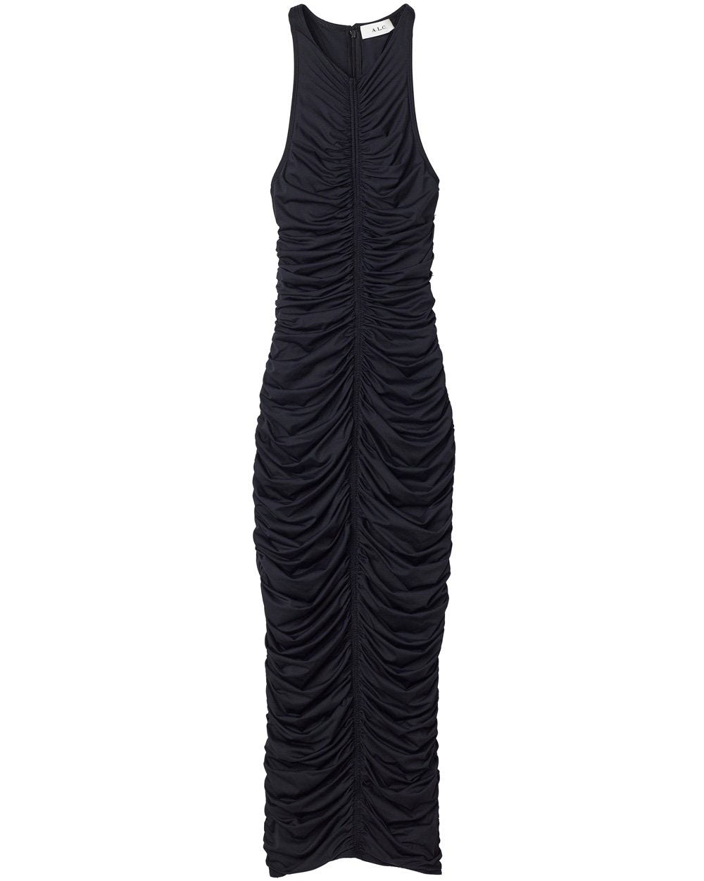 Black Ruched Adrienne Midi Dress