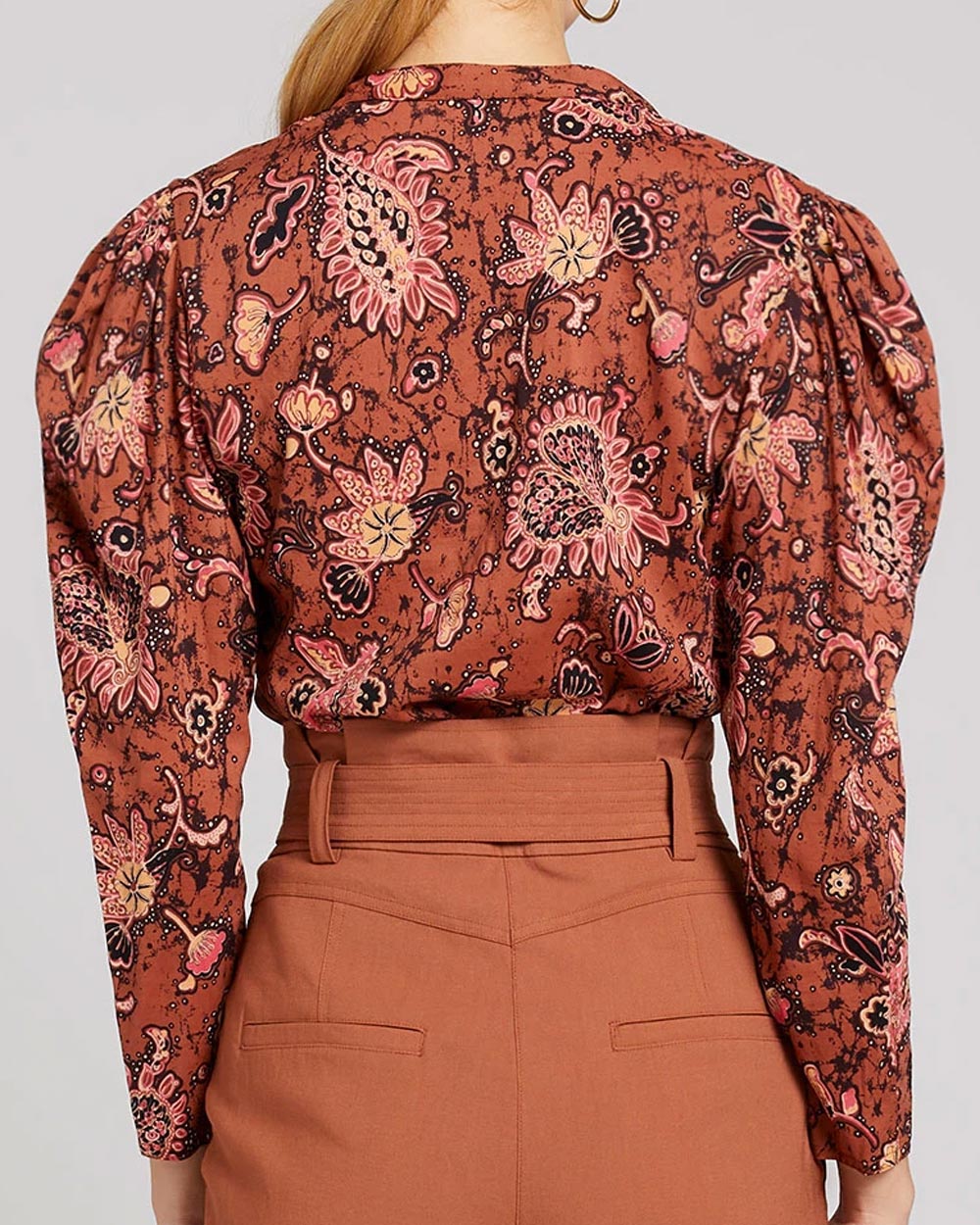 Cognac and Coral Paisley Marci Blouse