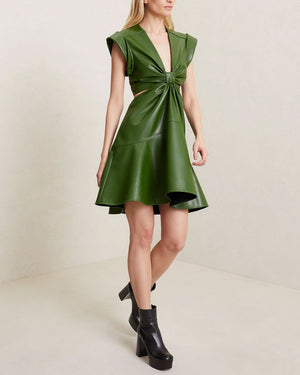 Forest Vegan Leather Lexi Mini Dress