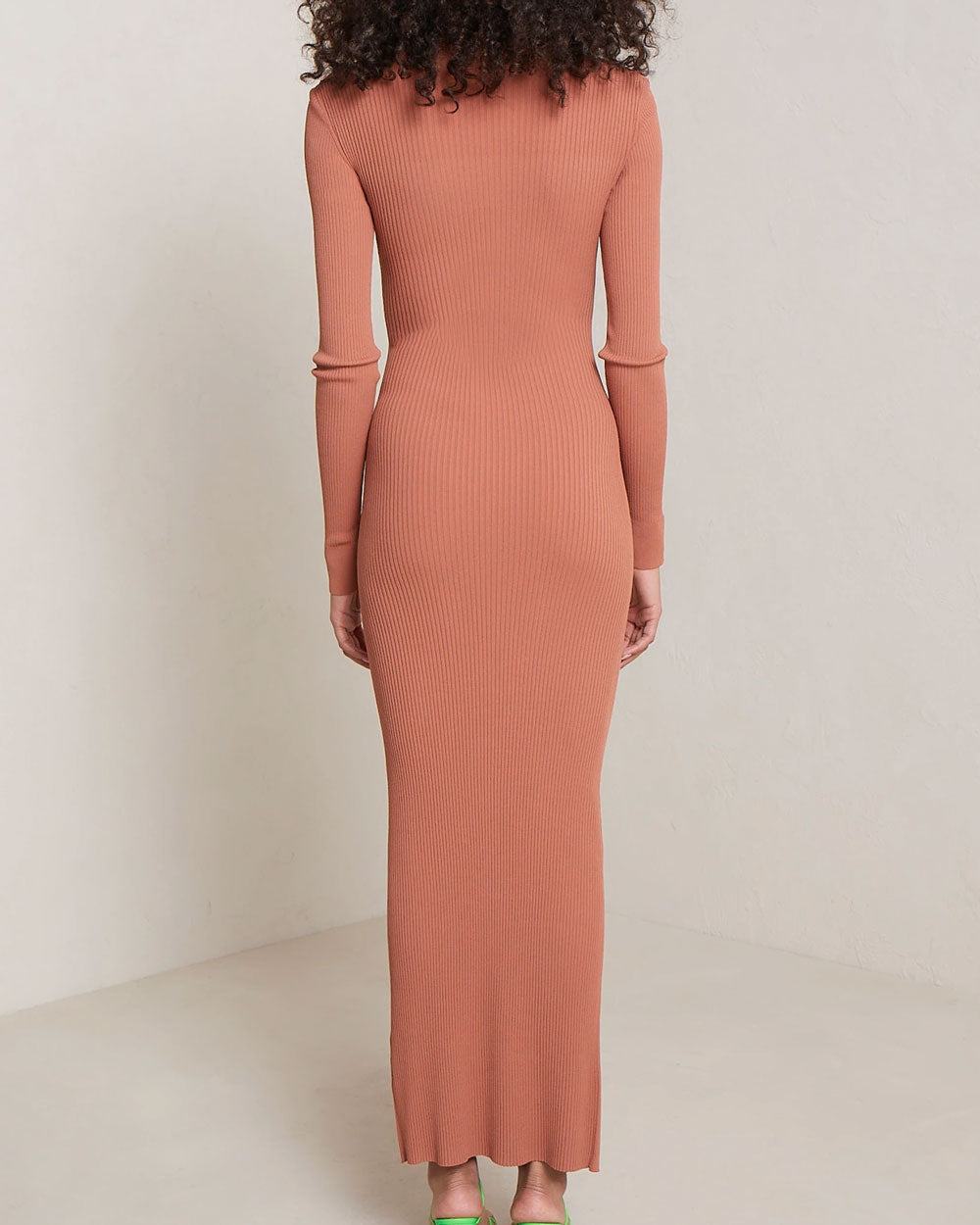 Terracotta Ribbed Madison Midi Dress