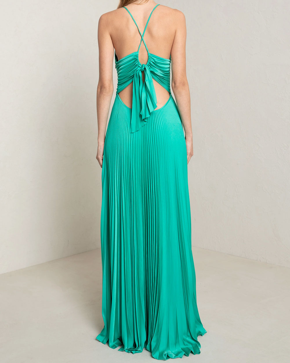 Viridian Pleated Aries Maxi Dress