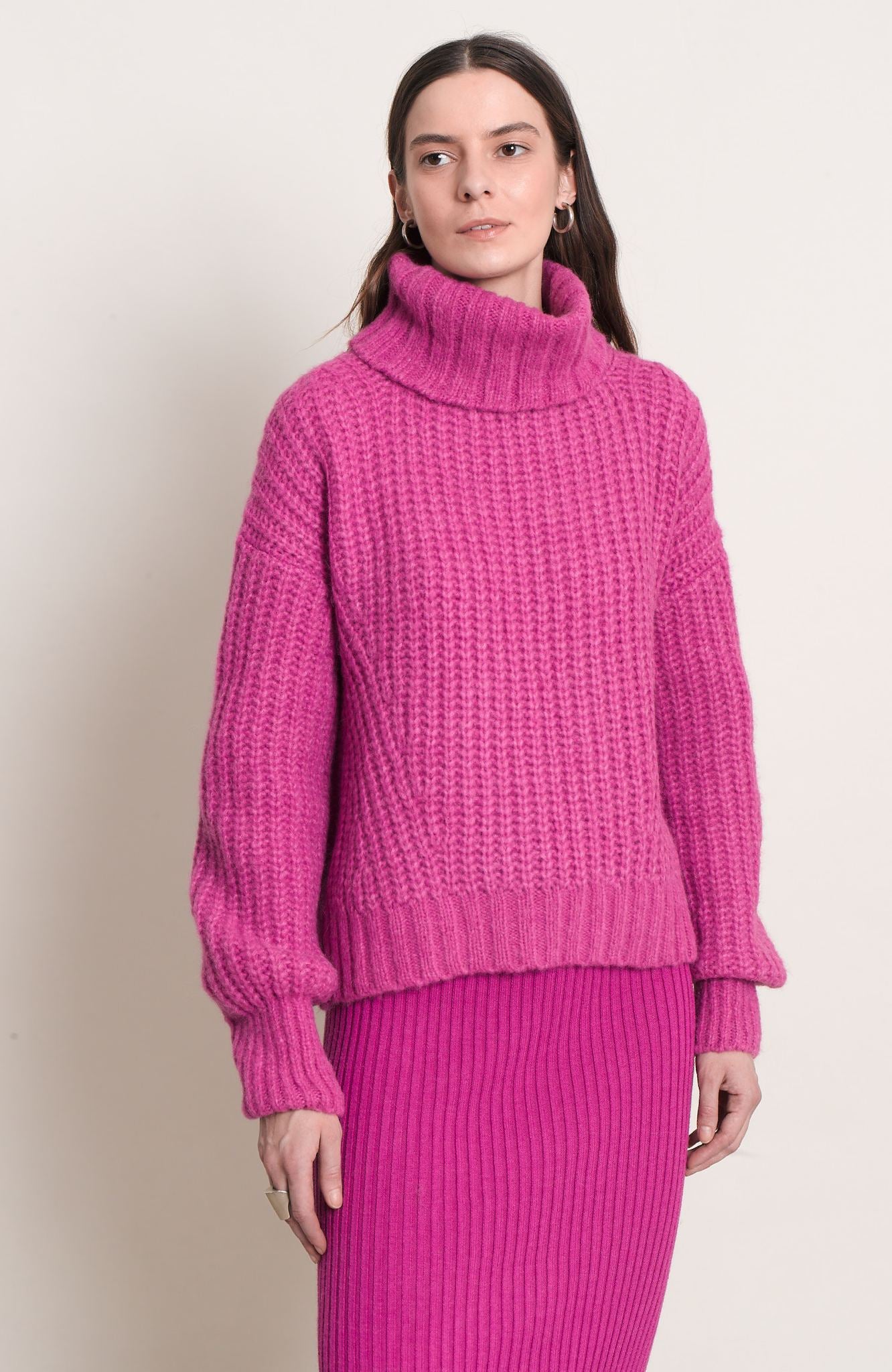 Fuchsia Knit Ali Turtleneck Sweater