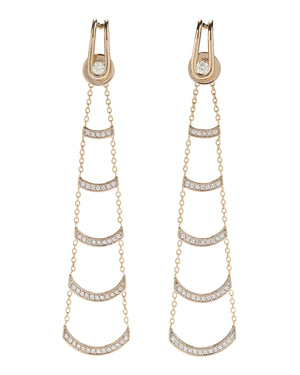 White Diamond Ladder Earrings in 18k White Gold
