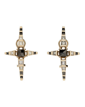 Pulsar Earrings with White and Black Diamonds