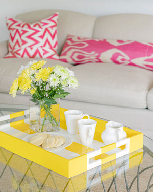 Yellow and White 22x16” Striped Tray
