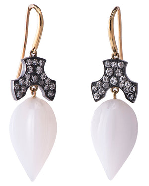 Agate and Diamond Acorn Drop Earrings