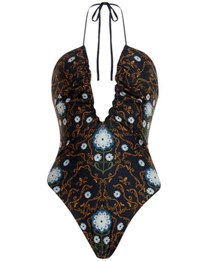 Deep Blue Cauca Mosaico Halter One Piece Swimsuit