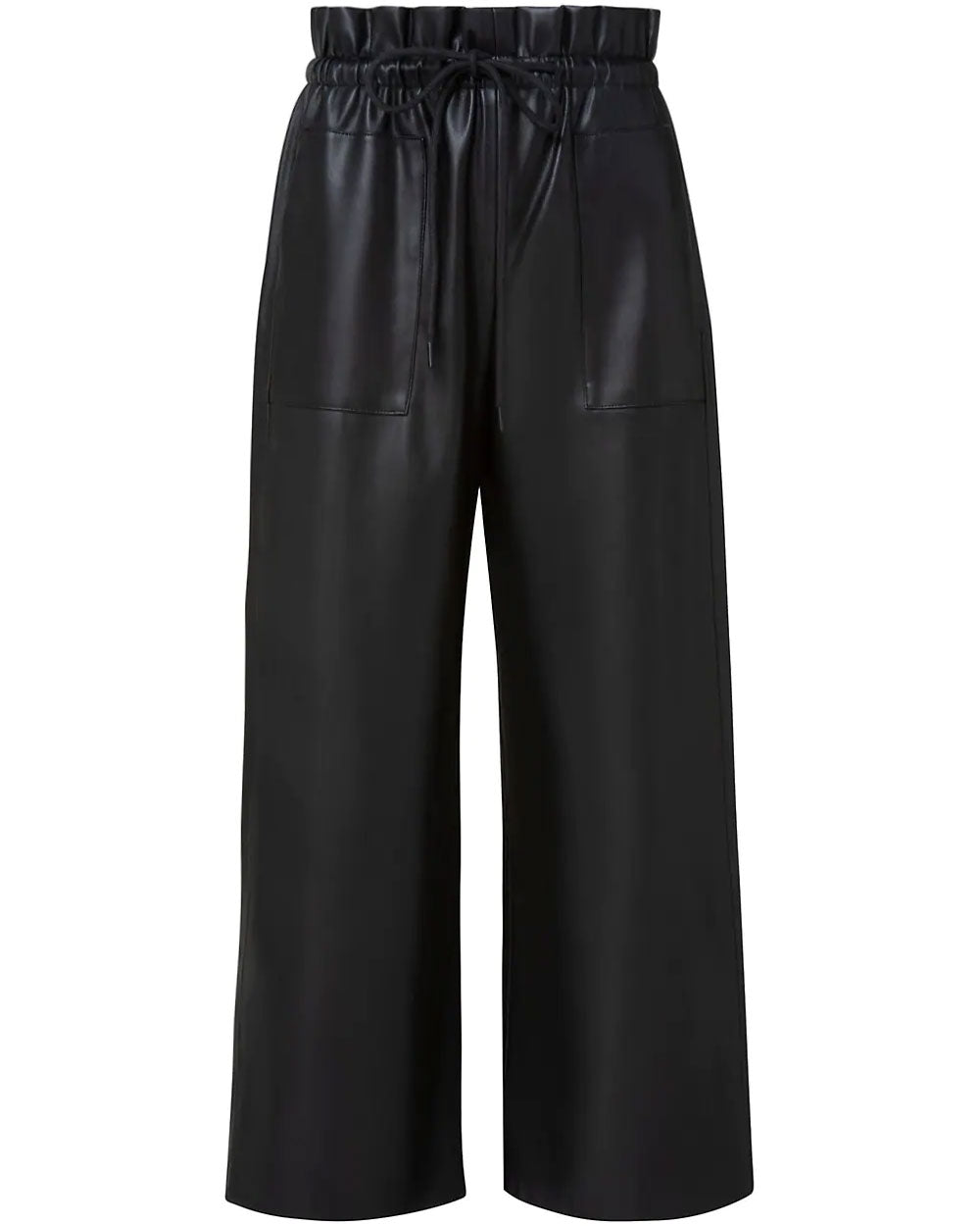 Black Eco Leather Cropped Culotte