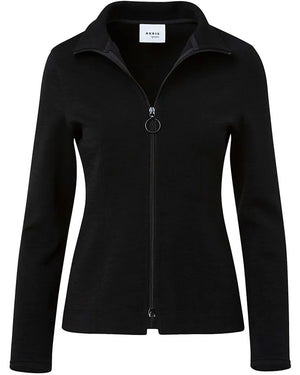 Black Wool Jersey Zip Jacket