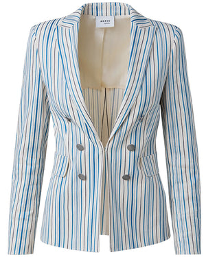 Blue Stripe Faux Double Breasted Jacket