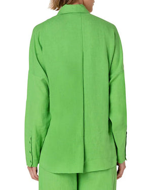 Green Linen Long Sleeve Shirt