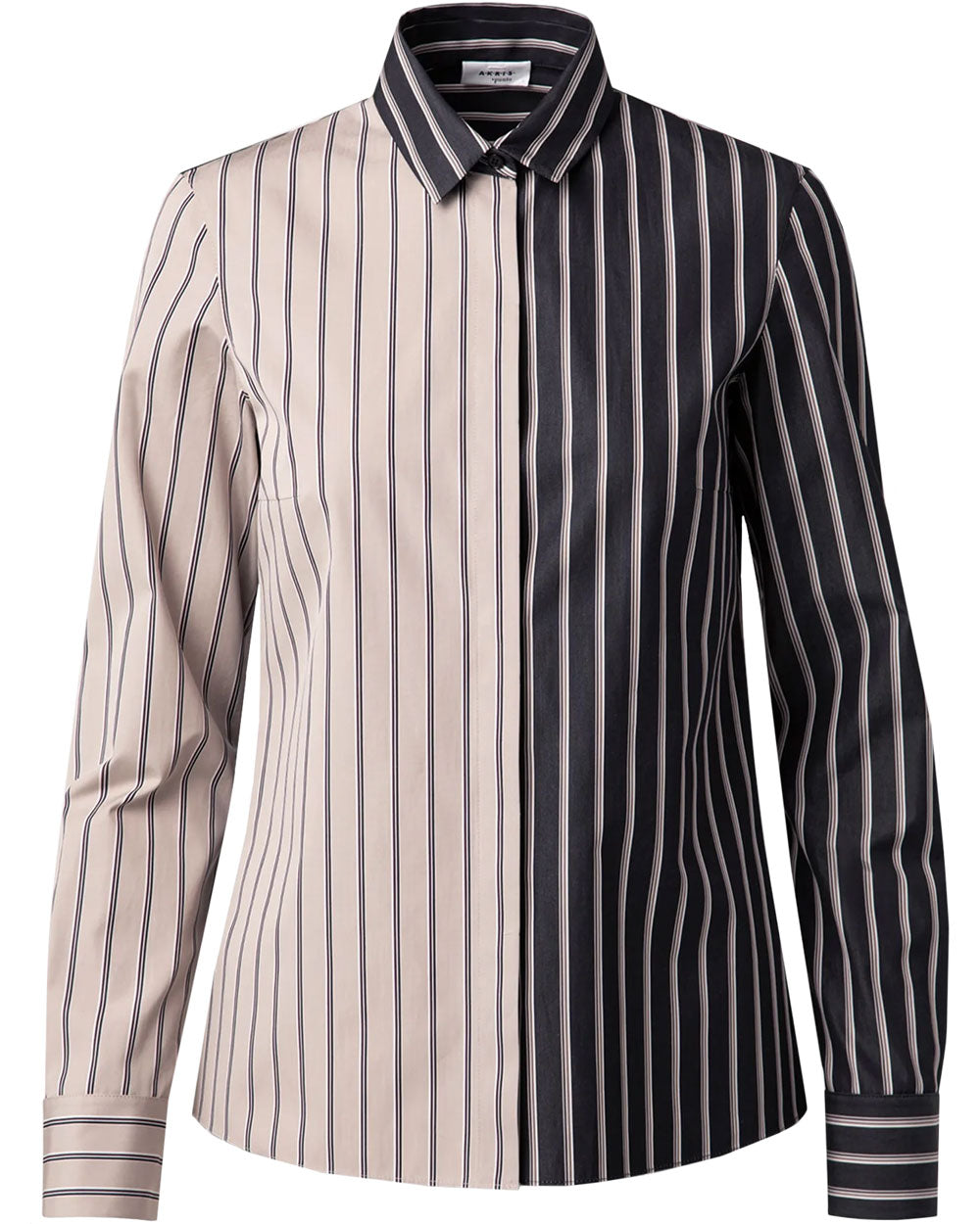 Light Malt and Black Stripe Cotton Poplin Shirt