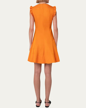 Orange Ruffle Collar Dress