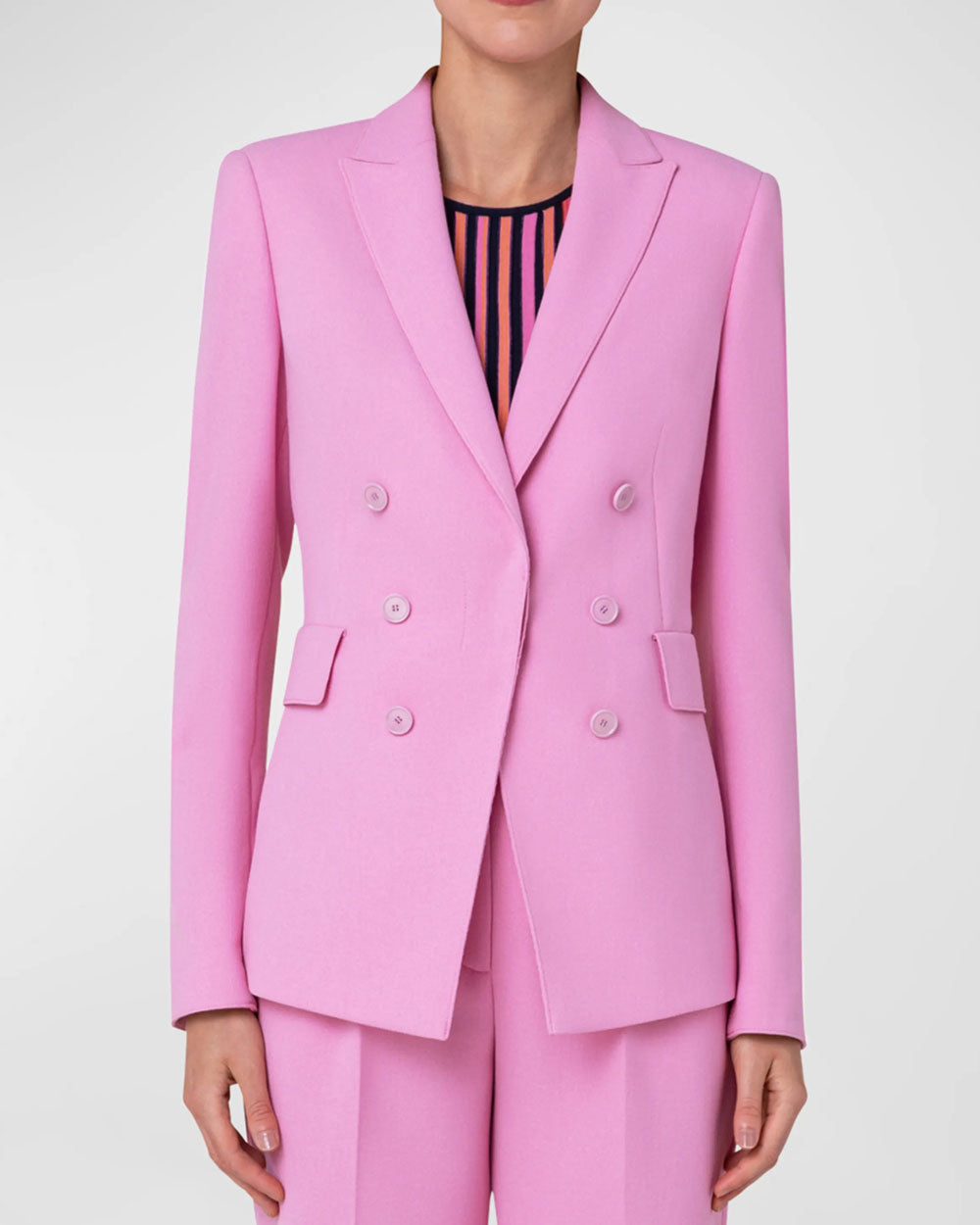 Pink Pebble Crepe Single Button Blazer
