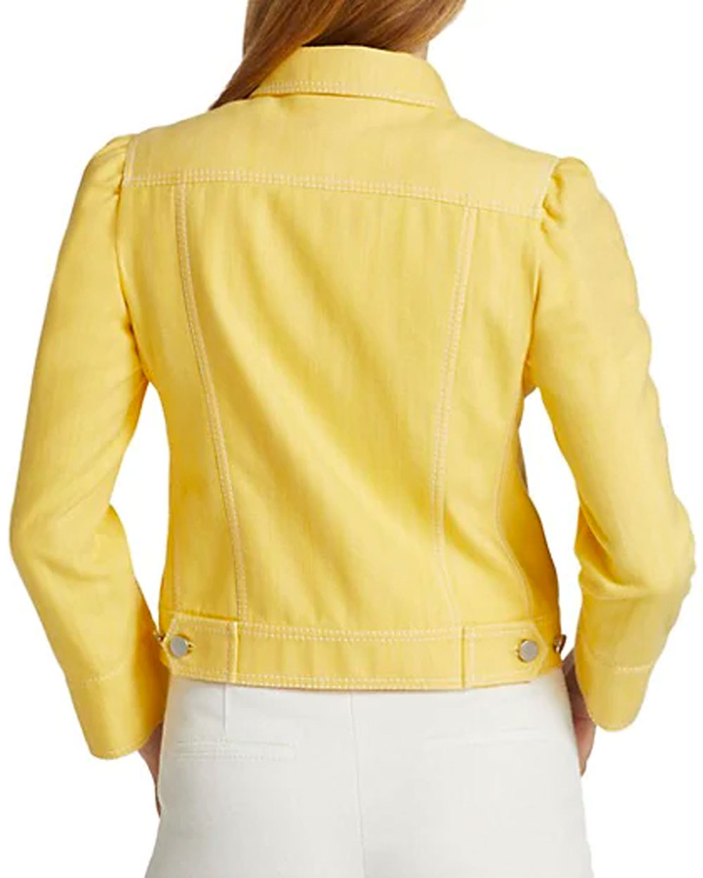 Vivid Yellow Puff Sleeve Denim Jacket