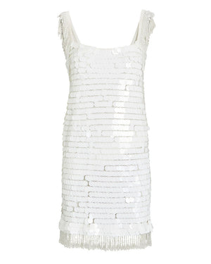 White Paillette Zenovia Dress